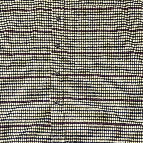 Men's New England Gentleman Flannel Button Up Shirt SZ XXL Check Tan Blue Red - Picture 3 of 10